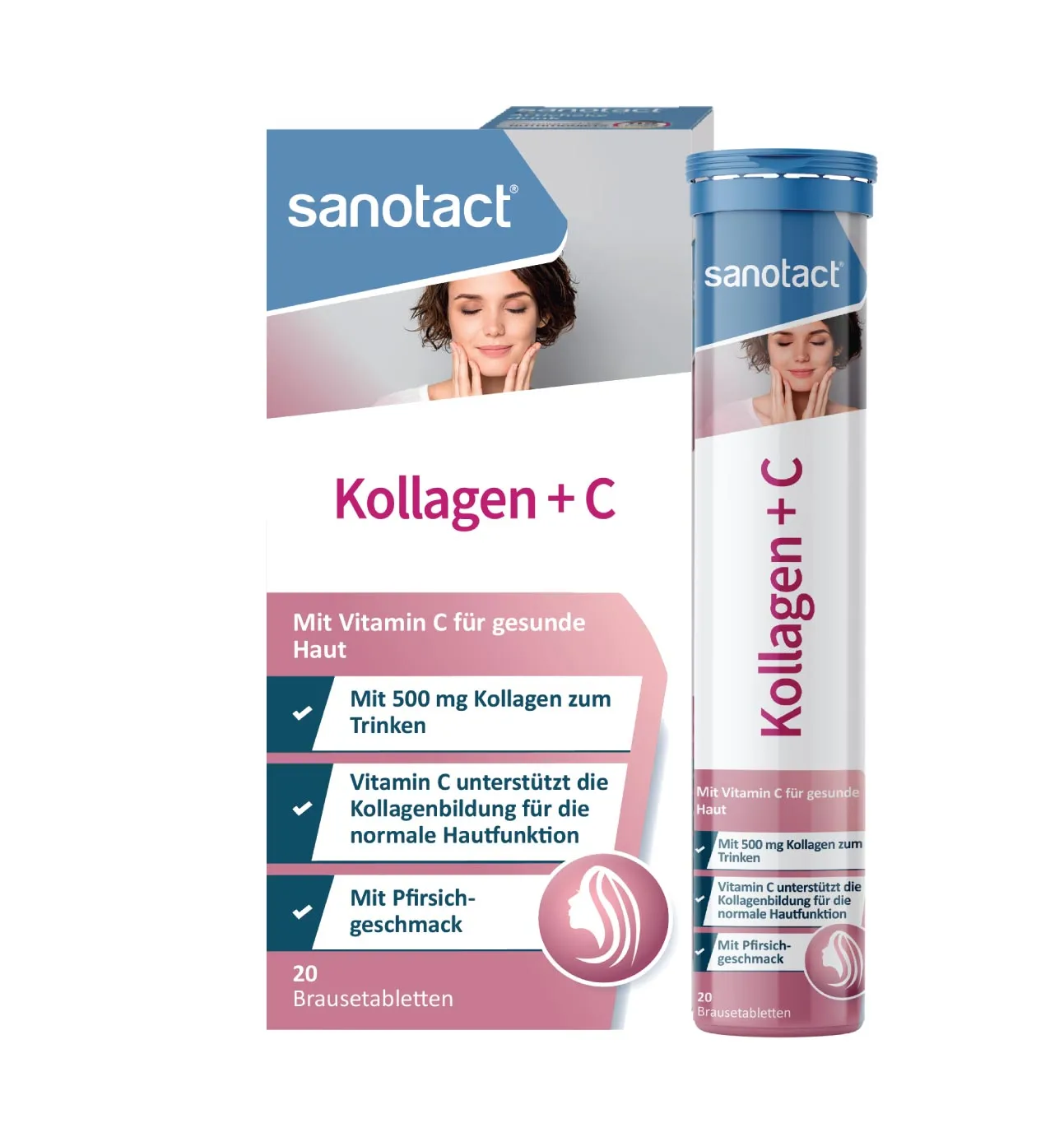 Viên sủi Sanotact Kollagen + C - Đẹp da chống oxy hóa với 500mg Collagen thủy phân và 80mg Vitamin C